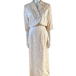 Vtg 1950s Original Mardi Gras Maxi Dress Gown w Bolero Jacket Sz 12 Brocade